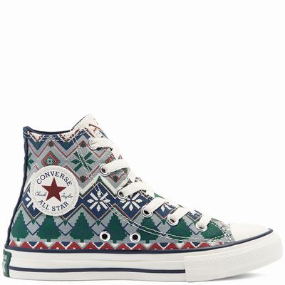 Converse Festive Jumper Chuck Taylor All Star - Lasten Matalavartiset Tennarit - Harmaat/Vihreä